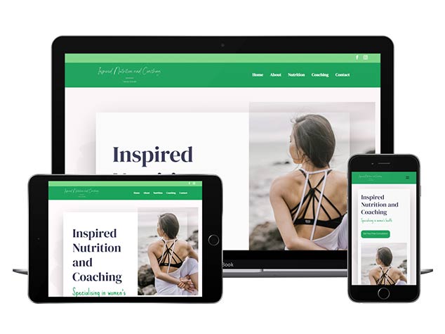 inspired nutrition and coaching website by tradewinds web design